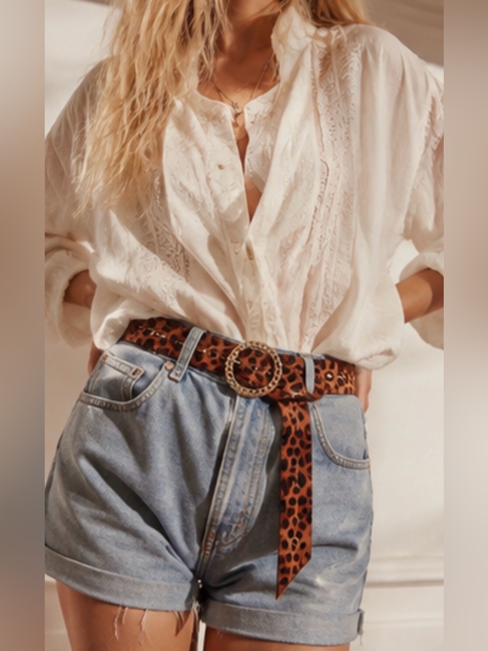 NWT Leopard Print Statement Belt | Gold Buckle | One Size